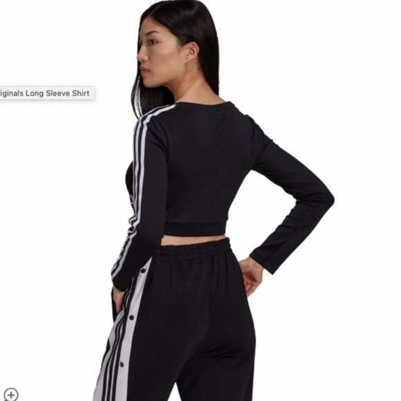 Adidas Originals Women's 3-Stripe Crop Long Sleeve Shirt, NWT, Quality Stitching - Picture 3 of 10
